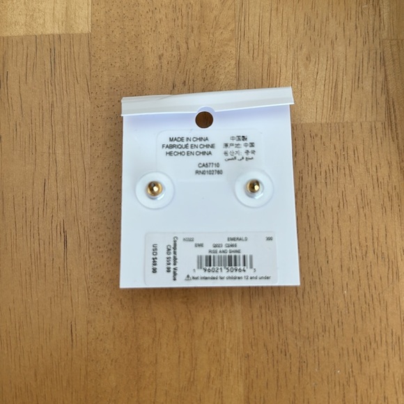 Kate Spade Emerald colored earrings with 3 mini crystals around each stone. NEW. - Picture 3 of 5